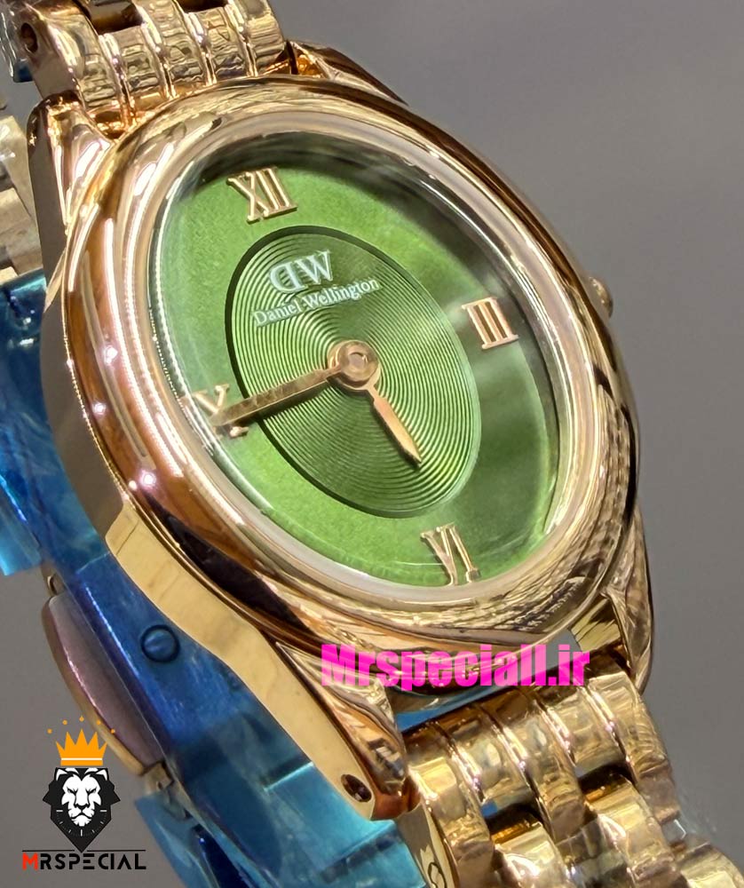 ساعت زنانه دنیل ولینگتون مینی رزگلد صفحه بیضی سبز 021559 Daniel Wellington Ophelia