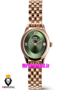 ساعت زنانه دنیل ولینگتون مینی رزگلد صفحه بیضی سبز 021559 Daniel Wellington Ophelia