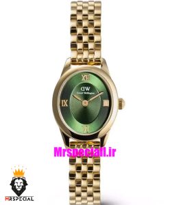 ساعت زنانه دنیل ولینگتون مینی طلایی صفحه بیضی سبز 021557 Daniel Wellington Ophelia