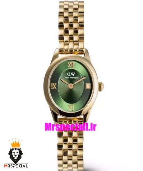 ساعت زنانه دنیل ولینگتون مینی طلایی صفحه بیضی سبز 021557 Daniel Wellington Ophelia