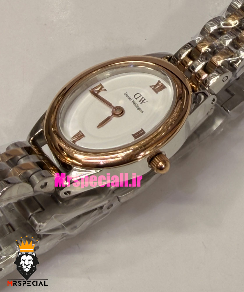 ساعت زنانه دنیل ولینگتون مینی دو رنگ رزگلد صفحه بیضی سفید 021558 Daniel Wellington Ophelia