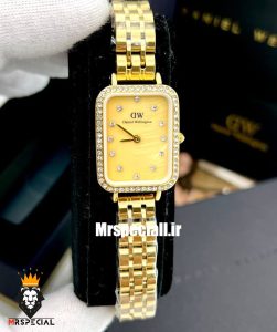 ساعت دنیل ولینگتون زنانه چهارگوش طلایی قاب نگین صفحه صدف طلایی Daniel Wellington 021193