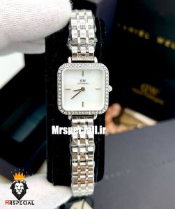 ساعت دنیل ولینگتون زنانه مربع استیل قاب نگین صفحه سفید صدف Daniel Wellington 021195