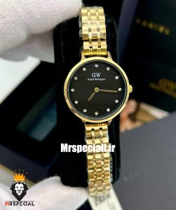 ساعت دنیل ولینگتون زنانه طلایی صفحه مشکی Daniel Wellington 021205 