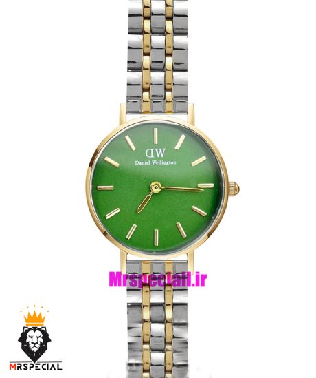 ساعت دنیل ولینگتون زنانه استیل دو رنگ طلایی صفحه سبز Daniel Wellington 01370