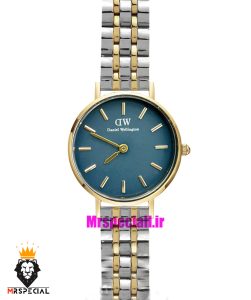 ساعت دنیل ولینگتون زنانه دو رنگ طلایی صفحه ابی Daniel Wellington 021201 