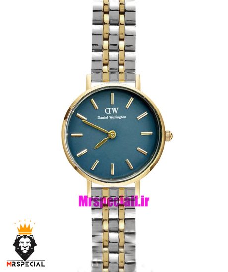 ساعت دنیل ولینگتون زنانه دو رنگ طلایی صفحه ابی Daniel Wellington 021201