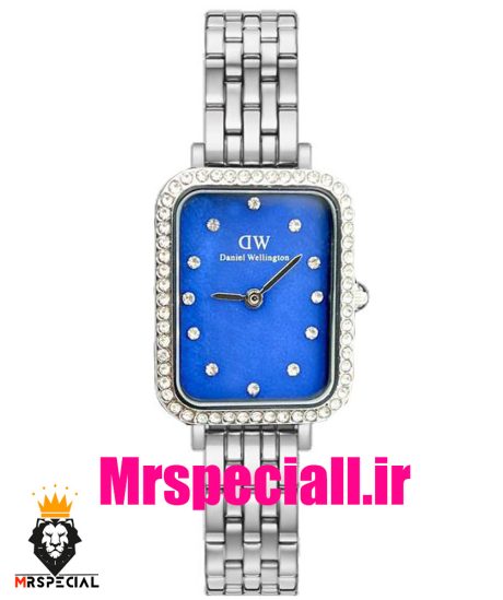 ساعت دنیل ولینگتون زنانه چهارگوش استیل قاب نگین صفحه ابی Daniel Wellington 021191