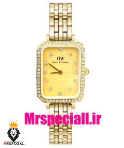 ساعت دنیل ولینگتون زنانه چهارگوش طلایی قاب نگین صفحه صدف طلایی Daniel Wellington 021193