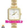 ساعت دنیل ولینگتون زنانه مربع طلایی قاب نگین صفحه سفید صدف Daniel Wellington 021196