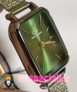 ساعت زنانه دنیل ولینگتون چهارگوش بند حصیری استیل صفحه سبز Daniel Wellington Quadro 020877 
