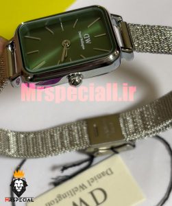 ساعت زنانه دنیل ولینگتون چهارگوش بند حصیری استیل صفحه سبز Daniel Wellington Quadro 020877 