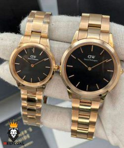 ساعت ست مردانه و زنانه دنیل ولینگتون رزگلد صفحه مشکی Daniel Wellington 2565