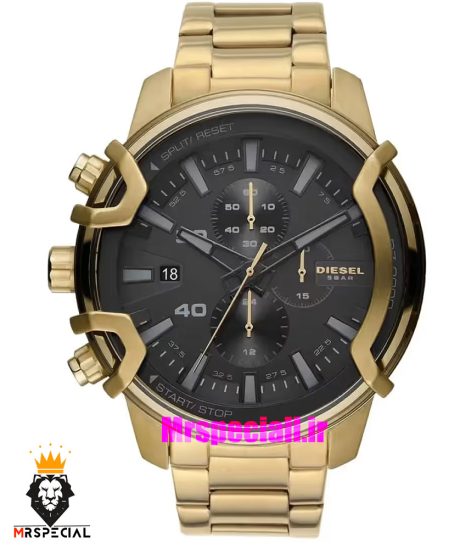 ساعت مچی مردانه دیزل کرنوگراف طلایی صفحه مشکی DIESEL Chronograph 01779