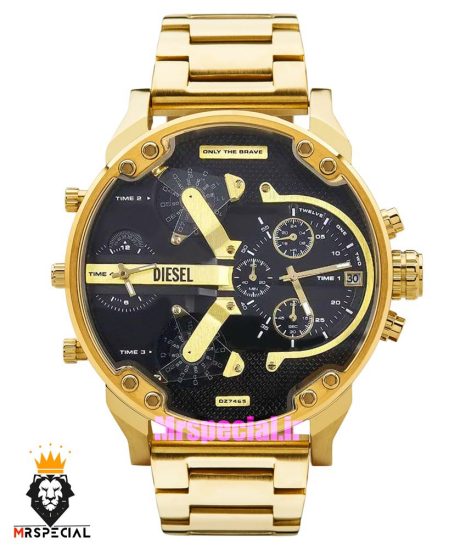 ساعت دیزل مردانه هفت موتوره طلایی صفحه مشکی diesel MR.daddy dz 01010