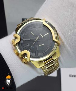 ساعت مچی مردانه دیزل کرنوگراف طلایی صفحه مشکی  DIESEL Chronograph griffed 01779