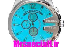 ساعت دیزل شاخدار مردانه استیل کرنوگراف شیشه رنگی تیفانی Diesel 020704