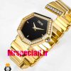 ساعت دیور زنانه طلایی دستبندی نگین دار صفحه مشکی DIOR Gem Dior 020947
