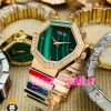 ساعت دیور زنانه طلایی دستبندی نگین دار صفحه سبز DIOR Gem Dior 020945