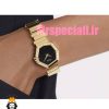 ساعت دیور زنانه طلایی دستبندی نگین دار صفحه مشکی DIOR Gem Dior 020947