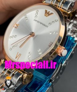 ساعت امپریو ارمانی زنانه استیل دو رنگ رزگلد صفحه سفید 020707 EMPORIO ARMANI