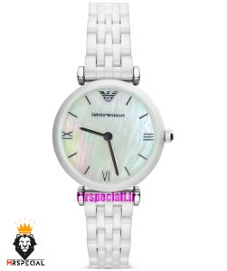 ساعت امپریو ارمانی زنانه سفید سرامیک صفحه صدف سفید 021231 EMPORIO ARMANI 