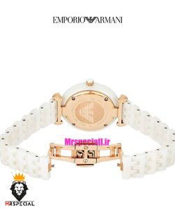 ساعت امپریو ارمانی زنانه سفید سرامیک صفحه سفید صدف 021223 EMPORIO ARMANI 