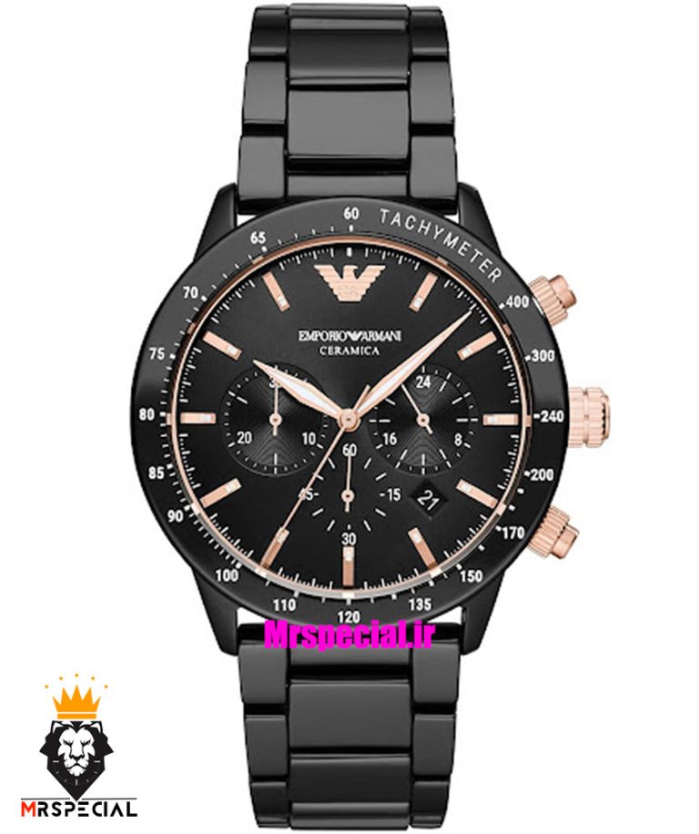 ساعت مچی مردانه امپریو ارمانی کرنوگراف مشکی صفحه مشکی 021283 EMPORIO ARMANI