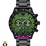 ساعت مچی مردانه امپریو ارمانی کرنوگراف مشکی صفحه سبز 01828 EMPORIO ARMANI