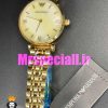 ساعت امپریو ارمانی زنانه طلایی صفحه صدف طلایی 020714 EMPORIO ARMANI