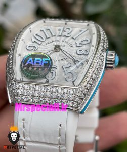 ساعت فرانک مولر زنانه فول نگین بند رابر سفید 021026 FRANCK MULLER 