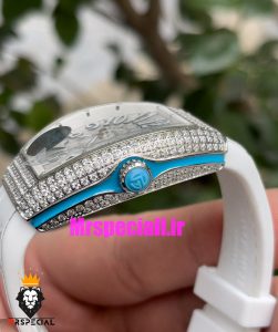 ساعت فرانک مولر زنانه فول نگین بند رابر سفید 021026 FRANCK MULLER 