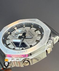 ساعت کاسیو جیشاک بند رابر مشکی قاب استیل صفحه نقره ای Casio g-shock gm-2100 021533