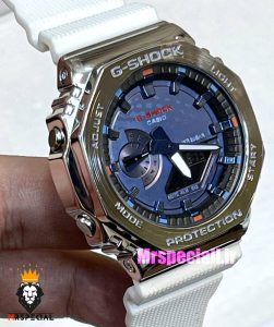 ساعت کاسیو جیشاک بند رابر سفید صفحه ابی Casio g-shock gm-2100 021355 