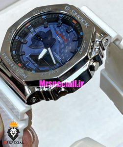 ساعت کاسیو جیشاک بند رابر سفید صفحه ابی Casio g-shock gm-2100 021355 