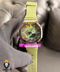 ساعت کاسیو جیشاک بند رابر سبز قاب مشکی صفحه سبز Casio g-shock GA-2100 021688