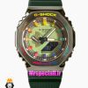 ساعت کاسیو جیشاک بند رابر سبز قاب مشکی صفحه سبز Casio g-shock GA-2100 021688