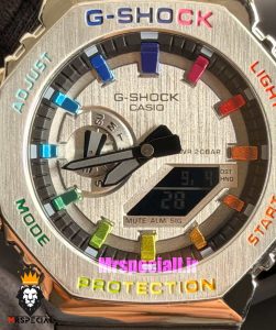 ساعت کاسیو جیشاک بند رابر مشکی قاب استیل صفحه نقره ای Casio g-shock GA-2100 021687