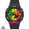 ساعت کاسیو جیشاک مشکی صفحه رنگی باب مارلی Casio g-shock GA-2100 bob marley 021691
