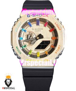 ساعت کاسیو جیشاک بند رابر مشکی قاب استیل صفحه نقره ای Casio g-shock GA-2100 021687