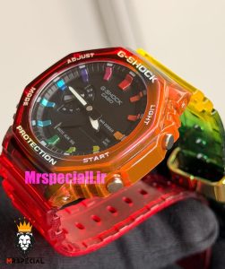 ساعت کاسیو جیشاک شیشه ای هفت رنگ صفحه مشکی Casio g-shock GA-2100 021692