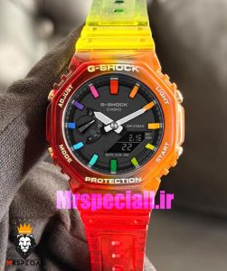 ساعت کاسیو جیشاک شیشه ای هفت رنگ صفحه مشکی Casio g-shock GA-2100 021692
