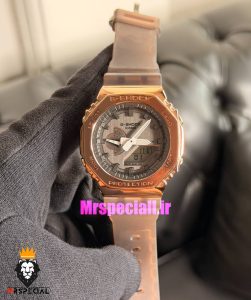 ساعت کاسیو جیشاک بند رابر قهوه ای قاب رزگلد صفحه قهوه ای Casio g-shock GA-2100 021689
