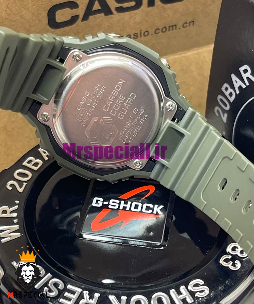 ساعت کاسیو جیشاک بند رابر سبز صفحه مشکی طرح دار Casio g-shock gm-2100 021456