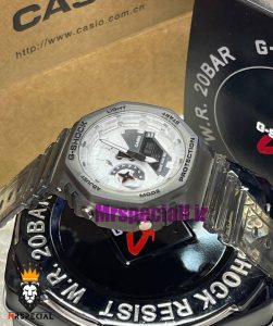 ساعت کاسیو جیشاک بند رابر شیشه ای صفحه سفید Casio g-shock gm-2100 021454 