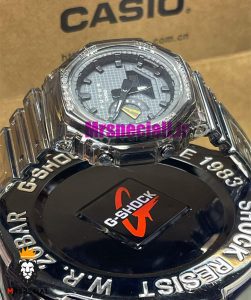 ساعت کاسیو جیشاک بند رابر شیشه ای صفحه نوک مدادی Casio g-shock gm-2100 021455 