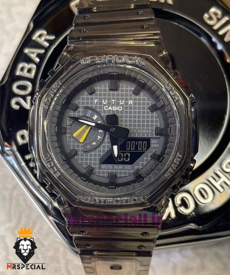 ساعت کاسیو جیشاک بند رابر شیشه ای صفحه نوک مدادی Casio g-shock gm-2100 021455