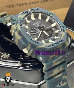 ساعت کاسیو جیشاک بند رابر سبز ارتشی صفحه مشکی Casio g-shock gm-2100 021457 