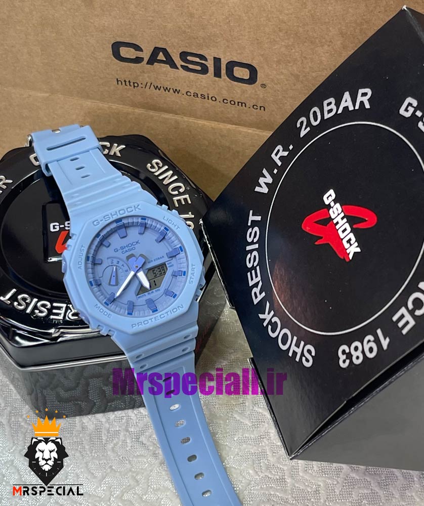 ساعت کاسیو جیشاک بند رابر ابی صفحه ابی Casio g-shock gm-2100 021459