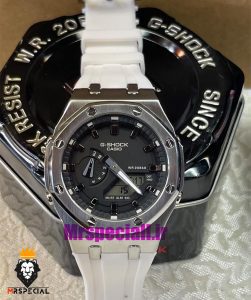 ساعت کاسیو جیشاک مدل اودمارپیگه بند رابر سفید قاب استیل صفحه سفید Casio g-shock gm-2100 royal oak 021461